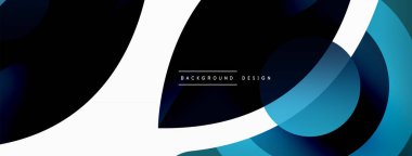 Renkli geometrik şekilli soyut arkaplan. Yuvarlak şekilli, daire ve çizgilerle çok güzel bir arka plan. Geometrik tasarım. Vektör illüstrasyonu