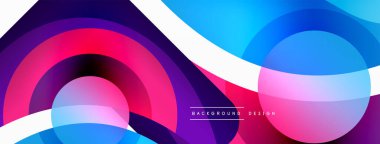 Renkli geometrik şekilli soyut arkaplan. Yuvarlak şekilli, daire ve çizgilerle çok güzel bir arka plan. Geometrik tasarım. Vektör illüstrasyonu