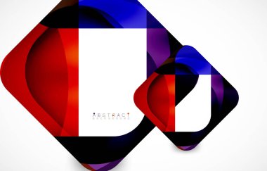 Minimum arkaplan. Dalgalı şekillerle oluşturulmuş yuvarlak köşeli soyut kare şekiller. Duvar Kağıdı, Sancak, Arkaplan, İniş Sayfası için Vektör İllüstrasyonu