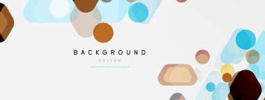 Beyaz üzerine renkli baloncuklar ve yuvarlak geometrik şekiller. Duvar kağıdı, pankart, arkaplan, iniş sayfası için vektör geometrik asgari özet arkaplan