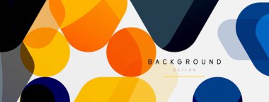 Beyaz üzerine renkli baloncuklar ve yuvarlak geometrik şekiller. Duvar kağıdı, pankart, arkaplan, iniş sayfası için vektör geometrik asgari özet arkaplan