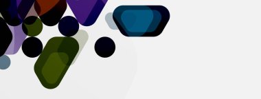 Beyaz üzerine renkli baloncuklar ve yuvarlak geometrik şekiller. Duvar kağıdı, pankart, arkaplan, iniş sayfası için vektör geometrik asgari özet arkaplan