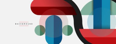 Geometrik şekiller bileşim soyut arkaplan. Çember çizgileri ve dikdörtgenler. Duvar kağıdı afişi veya iniş sayfası için vektör illüstrasyonu