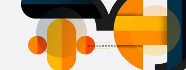 Yuvarlak geometrik şekiller çizgiler ve daireler. Duvar kağıdı afişi ya da iniş sayfası için vektör şablonu