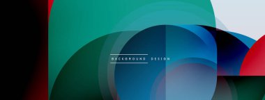 Yuvarlak üçgen çizgileri ve daireleri şekillendirir. Duvar kağıdı afişi arkaplanı veya iniş sayfası için Geometrik vektör çizimi