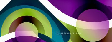 Renkli geometrik şekilli soyut arkaplan. Yuvarlak şekilli, daire ve çizgilerle çok güzel bir arka plan. Geometrik tasarım. Vektör illüstrasyonu