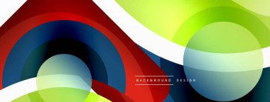 Renkli geometrik şekilli soyut arkaplan. Yuvarlak şekilli, daire ve çizgilerle çok güzel bir arka plan. Geometrik tasarım. Vektör illüstrasyonu