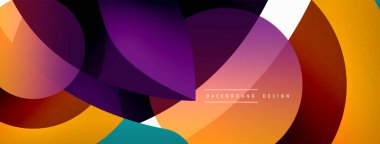Renkli geometrik şekilli soyut arkaplan. Yuvarlak şekilli, daire ve çizgilerle çok güzel bir arka plan. Geometrik tasarım. Vektör illüstrasyonu