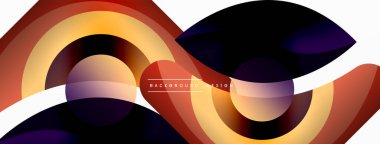 Renkli geometrik şekilli soyut arkaplan. Yuvarlak şekilli, daire ve çizgilerle çok güzel bir arka plan. Geometrik tasarım. Vektör illüstrasyonu