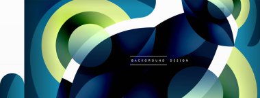 Renkli geometrik şekilli soyut arkaplan. Yuvarlak şekilli, daire ve çizgilerle çok güzel bir arka plan. Geometrik tasarım. Vektör illüstrasyonu