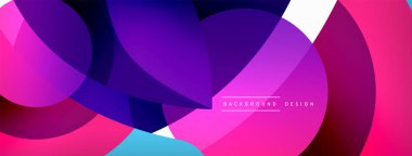 Renkli geometrik şekilli soyut arkaplan. Yuvarlak şekilli, daire ve çizgilerle çok güzel bir arka plan. Geometrik tasarım. Vektör illüstrasyonu