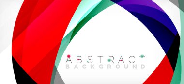 Geometrik soyut arkaplan. Üst üste binen renk şekilleriyle çember oluşturuldu. Duvar Kağıdı, Sancak, Arkaplan, İniş Sayfası için Vektör İllüstrasyonu