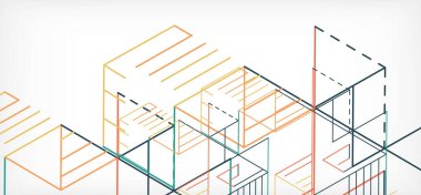 Soyut arkaplan. Beyaz arkaplanda renk çizgileri. Doğrusal soyut kompozisyon. Duvar kağıdı, afiş, arkaplan, iniş sayfası için tekno veya iş konsepti