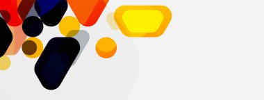 Beyaz üzerine renkli baloncuklar ve yuvarlak geometrik şekiller. Duvar kağıdı, pankart, arkaplan, iniş sayfası için vektör geometrik asgari özet arkaplan