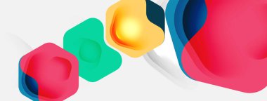 Beyaz arka planda renkli ok şekilleri. Minimum geometrik soyut arkaplan. Duvar kağıdı afişi veya iniş sayfası için vektör illüstrasyonu