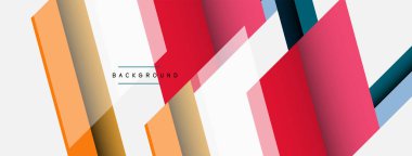 Vektör arkaplanı. Gölge efektli soyut örtüşen renk çizgileri tasarımı. Duvar kağıdı afişi için resim arkaplanı veya iniş sayfası