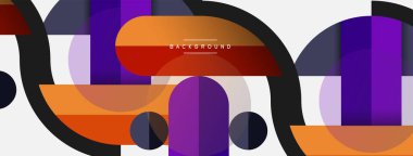 Geometrik şekiller bileşim soyut arkaplan. Çember çizgileri ve dikdörtgenler. Duvar kağıdı afişi veya iniş sayfası için vektör illüstrasyonu