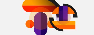 Yuvarlak geometrik şekiller çizgiler ve daireler. Duvar kağıdı afişi ya da iniş sayfası için vektör şablonu