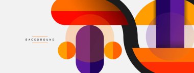 Geometrik şekiller bileşim soyut arkaplan. Çember çizgileri ve dikdörtgenler. Duvar kağıdı afişi veya iniş sayfası için vektör illüstrasyonu