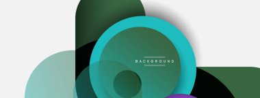 Yaratıcı geometrik duvar kağıdı. Asgari soyut arkaplan. Duvar kağıdı arkaplanı veya iniş sayfası için daire bileşimi vektör çizimi