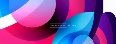 Renkli geometrik şekilli soyut arkaplan. Yuvarlak şekilli, daire ve çizgilerle çok güzel bir arka plan. Geometrik tasarım. Vektör illüstrasyonu