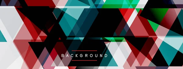 Composición de triángulos de color, fondo abstracto geométrico. Techno o concepto de negocio, patrón para fondo de pantalla, banner, fondo, landing page — Vector de stock