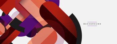 Geometrik şekiller bileşim soyut arkaplan. Çember çizgileri ve dikdörtgenler. Duvar kağıdı afişi veya iniş sayfası için vektör illüstrasyonu