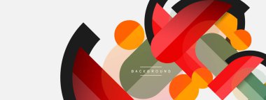 Geometrik şekiller bileşim soyut arkaplan. Çember çizgileri ve dikdörtgenler. Duvar kağıdı afişi veya iniş sayfası için vektör illüstrasyonu