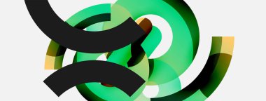 Yuvarlak şekiller daireler ve diğer geometrik şekiller. Duvar kağıdı afişi arkaplan kartı veya iniş sayfası için vektör illüstrasyonu