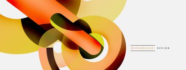 Yuvarlak şekiller daireler ve diğer geometrik şekiller. Duvar kağıdı afişi arkaplan kartı veya iniş sayfası için vektör illüstrasyonu