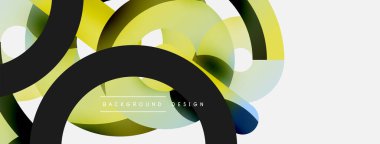 Yuvarlak şekiller daireler ve diğer geometrik şekiller. Duvar kağıdı afişi arkaplan kartı veya iniş sayfası için vektör illüstrasyonu