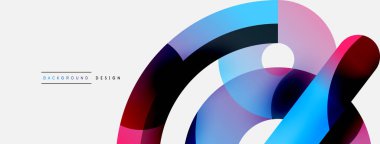 Yuvarlak şekiller daireler ve diğer geometrik şekiller. Duvar kağıdı afişi arkaplan kartı veya iniş sayfası için vektör illüstrasyonu