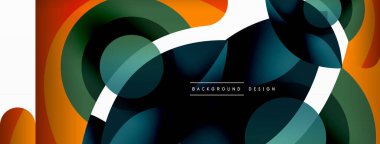 Renkli geometrik şekilli soyut arkaplan. Yuvarlak şekilli, daire ve çizgilerle çok güzel bir arka plan. Geometrik tasarım. Vektör illüstrasyonu