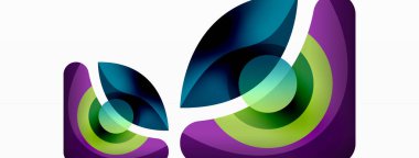 Renkli geometrik şekilli soyut arkaplan. Yuvarlak şekilli, daire ve çizgilerle çok güzel bir arka plan. Geometrik tasarım. Vektör illüstrasyonu