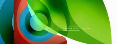 Renkli geometrik şekilli soyut arkaplan. Yuvarlak şekilli, daire ve çizgilerle çok güzel bir arka plan. Geometrik tasarım. Vektör illüstrasyonu