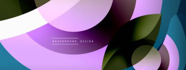 Renkli geometrik şekilli soyut arkaplan. Yuvarlak şekilli, daire ve çizgilerle çok güzel bir arka plan. Geometrik tasarım. Vektör illüstrasyonu