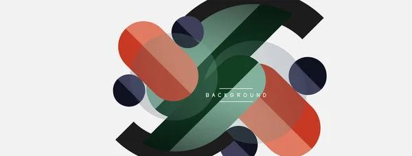 Geometrische vormen samenstelling abstracte achtergrond. Cirkels lijnen en rechthoeken. Vector illustratie voor behang banner achtergrond of landing page — Stockvector