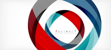 Geometrik soyut arkaplan. Üst üste binen renk şekilleriyle çember oluşturuldu. Duvar Kağıdı, Sancak, Arkaplan, İniş Sayfası için Vektör İllüstrasyonu