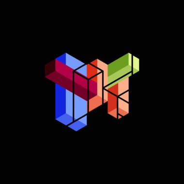 Soyut arkaplan. 3 boyutlu küp, küp elementler ve bloklar. Duvar kağıdı, afiş, arkaplan, iniş sayfası için tekno veya iş konsepti