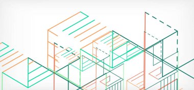 Soyut arkaplan. Beyaz arkaplanda renk çizgileri. Doğrusal soyut kompozisyon. Duvar kağıdı, afiş, arkaplan, iniş sayfası için tekno veya iş konsepti