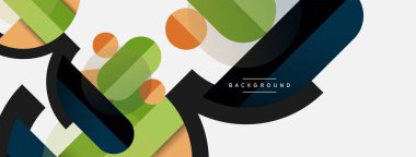 Geometrik şekiller bileşim soyut arkaplan. Çember çizgileri ve dikdörtgenler. Duvar kağıdı afişi veya iniş sayfası için vektör illüstrasyonu