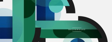 Geometrik şekiller bileşim soyut arkaplan. Çember çizgileri ve dikdörtgenler. Duvar kağıdı afişi veya iniş sayfası için vektör illüstrasyonu