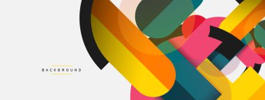 Geometrik şekiller bileşim soyut arkaplan. Çember çizgileri ve dikdörtgenler. Duvar kağıdı afişi veya iniş sayfası için vektör illüstrasyonu