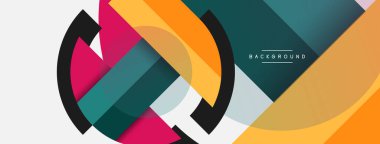 Geometrik şekiller bileşim soyut arkaplan. Çember çizgileri ve dikdörtgenler. Duvar kağıdı afişi veya iniş sayfası için vektör illüstrasyonu