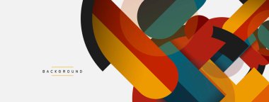 Geometrik şekiller bileşim soyut arkaplan. Çember çizgileri ve dikdörtgenler. Duvar kağıdı afişi veya iniş sayfası için vektör illüstrasyonu