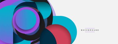 Çember ve yuvarlak şekiller soyut arkaplan. Duvar kağıdı afişi veya iniş sayfası için vektör illüstrasyonu