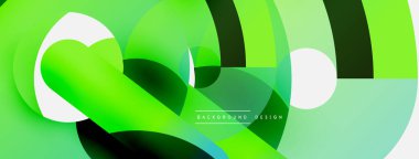 Yuvarlak şekiller daireler ve diğer geometrik şekiller. Duvar kağıdı afişi arkaplan kartı veya iniş sayfası için vektör illüstrasyonu