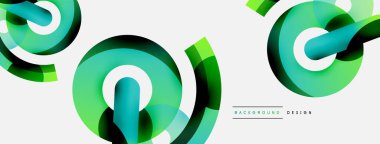 Yuvarlak şekiller daireler ve diğer geometrik şekiller. Duvar kağıdı afişi arkaplan kartı veya iniş sayfası için vektör illüstrasyonu