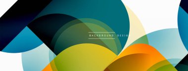 Yuvarlak üçgen çizgileri ve daireleri şekillendirir. Duvar kağıdı afişi arkaplanı veya iniş sayfası için Geometrik vektör çizimi