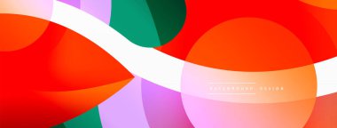 Renkli geometrik şekilli soyut arkaplan. Yuvarlak şekilli, daire ve çizgilerle çok güzel bir arka plan. Geometrik tasarım. Vektör illüstrasyonu